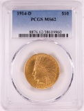 1914-D $10 Indian Head Eagle Gold Coin PCGS MS62