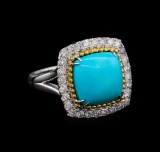 14KT White Gold 4.02 ctw Turquoise and Diamond Ring