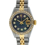 Rolex Ladies 2 Tone Tahitian MOP Diamond Oyster Perpetual Datejust Wristwatch