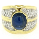 18kt Yellow Gold 6.50 ctw GIA Certified Sapphire and Diamond Wide Band Ring