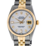 Rolex Mens 2 Tone MOP Diamond 36MM Oyster Perpetual Datejust Wristwatch