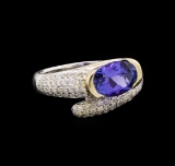 14KT Two-Tone Gold 1.99 ctw Tanzanite and Diamond Ring