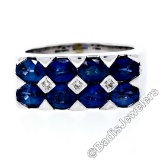 18kt White Gold 4.03 ctw Dual Row Oval Cut Sapphire & Diamond Band Ring