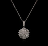 0.55 ctw Diamond Pendant With Chain - 14KT White Gold