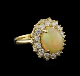 3.01 ctw Opal and Diamond Ring - 14KT Yellow Gold