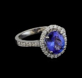 2.27 ctw Tanzanite and Diamond Ring - 14KT White Gold