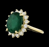 5.51 ctw Emerald and Diamond Ring - 14KT Yellow Gold