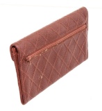 Chanel Brown Quilted Caviar Leather Envelope Flap Wallet