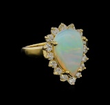 1.00 ctw Opal and Diamond Ring - 14KT Yellow Gold