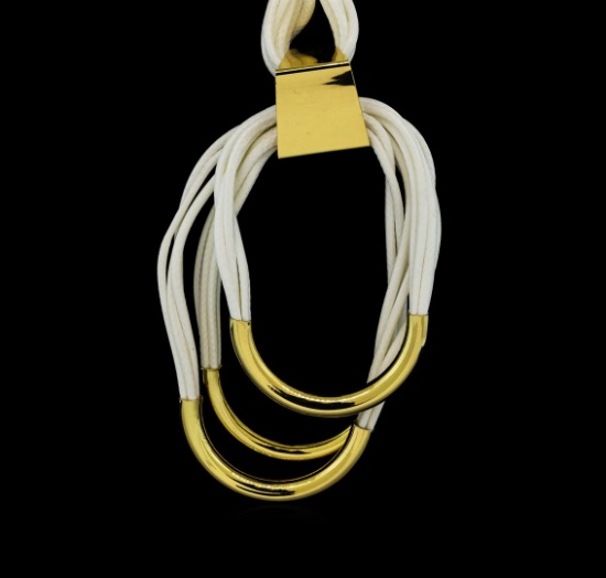 Multi Strand Leather Necklace - Gold Plated