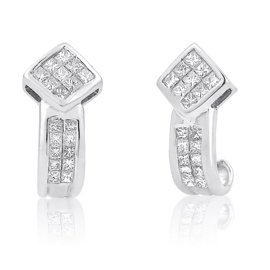 14k White Gold 1.02CTW Diamond Earrings, (SI2-I1/H-I)