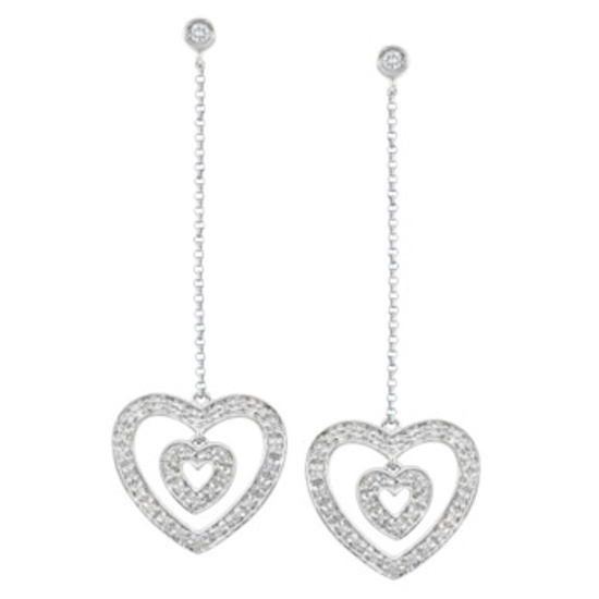 14k White Gold 0.38CTW Diamond Earrings, (I1 /I)