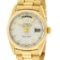 Rolex Mens 18K Yellow Gold Silver Diamond Quickset President Wristwatch With Rol