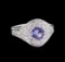 0.90 ctw Tanzanite and Diamond Ring - 14KT White Gold