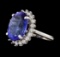 12.58 ctw Tanzanite and Diamond Ring - 14KT White Gold