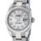 Rolex Ladies Stainless Steel Mother Of Pearl Diamond Quickset Datejust Wristwatc