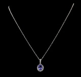 2.37 ctw Tanzanite and Diamond Pendant With Chain - 14KT White Gold