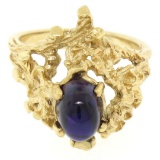 Estate 14kt Yellow Gold 1.98 ctw Amethyst Coral Reef Nugget Cocktail Ring
