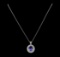 6.81 ctw Tanzanite and Diamond Pendant With Chain - 14KT White Gold