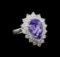 3.27 ctw Tanzanite and Diamond Ring - 14KT White Gold