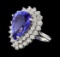 GIA Cert 12.13 ctw Tanzanite and Diamond Ring - 14KT White Gold