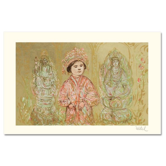 "Willie and Two Quan Yins" Limited Edition Lithograph by Edna Hibel, Numbered an