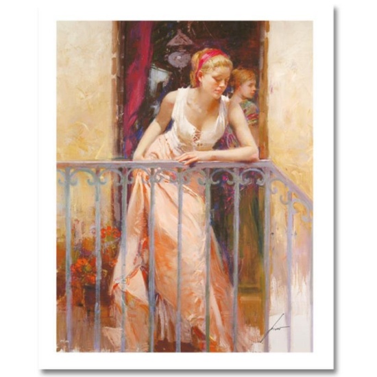 Pino (1939-2010) "At the Balcony" Limited Edition Giclee. Numbered and Hand Sign