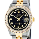 Rolex Mens 2 Tone MOP Princess Cut Diamond Datejust 36MM Wristwatch