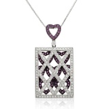 18k White Gold 1.53CTW Pink Sapphire and Diamond Pendant, (SI3-I1/Pink/G-H)