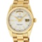 Rolex Mens 18K Yellow Gold Silver Index Quickset President Wristwatch With Rolex
