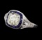 1.05 ctw Diamond And Sapphire Ring - 18KT White Gold
