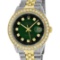 Rolex Mens 2 Tone 18K Green Vignette 2.5 ctw Diamond Datejust Wristwatch 36MM