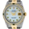 Rolex Mens 2 Tone Lugs MOP Emerald & Diamond 36MM Datejust