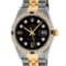 Rolex Mens 2 Tone Black Diamond & Sapphire Oyster Perpetual Datejust Wristwatch