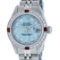 Rolex Ladies Stainless Steel Sky Blue Diamond & Ruby Oyster Perpetual Datejust W