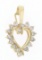 14K Solid Yellow Gold 1.0  ctW 16 Round Diamond Heart Enhancer Pendant Charm