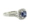 2.47 ctw Round Brilliant Blue Sapphire And Diamond Ring - 14KT White Gold