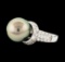 Pearl and Diamond Ring - 14KT White Gold