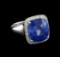 GIA Cert 13.93 ctw Blue Sapphire and Diamond Ring - 14KT White Gold