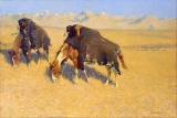 Frederic Sackrider Remington  - Indians Simulating Buffalo