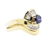 1.37 ctw Sapphire And Diamond Ring And Band - 14KT Yellow Gold