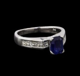 0.95 ctw Sapphire and Diamond Ring - 14KT White Gold