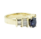1.36 ctw Oval Brilliant Blue Sapphire And Diamond Ring - 14KT Yellow Gold