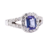 1.89 ctw Blue Sapphire And Diamond Ring - 18KT White Gold