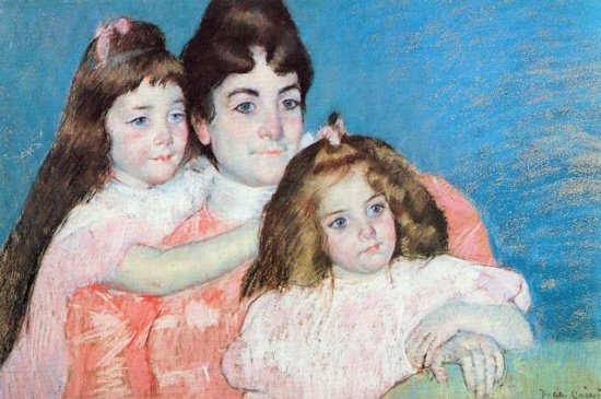Mary Cassatt - Madame A.F. Aude With Her Two Daughters