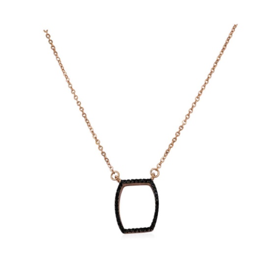 Black CZ Pendant Necklace - Rose Gold Plated