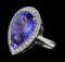 GIA Cert 11.93 ctw Tanzanite and Diamond Ring - 14KT White Gold