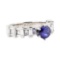 2.20 ctw Sapphire And Diamond Ring - 18KT White Gold