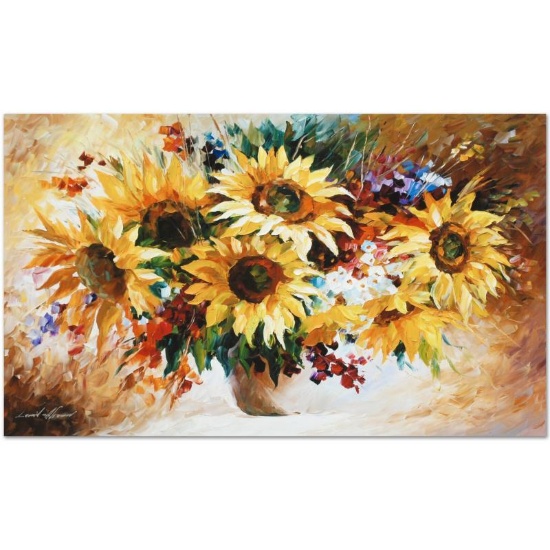 Leonid Afremov (1955-2019) "Sunflowers" Limited Edition Giclee on Canvas, Number