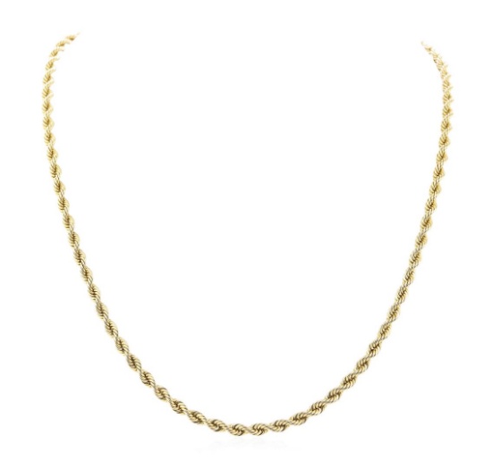 Twenty Four Inch Rope Chain - 14KT Yellow Gold